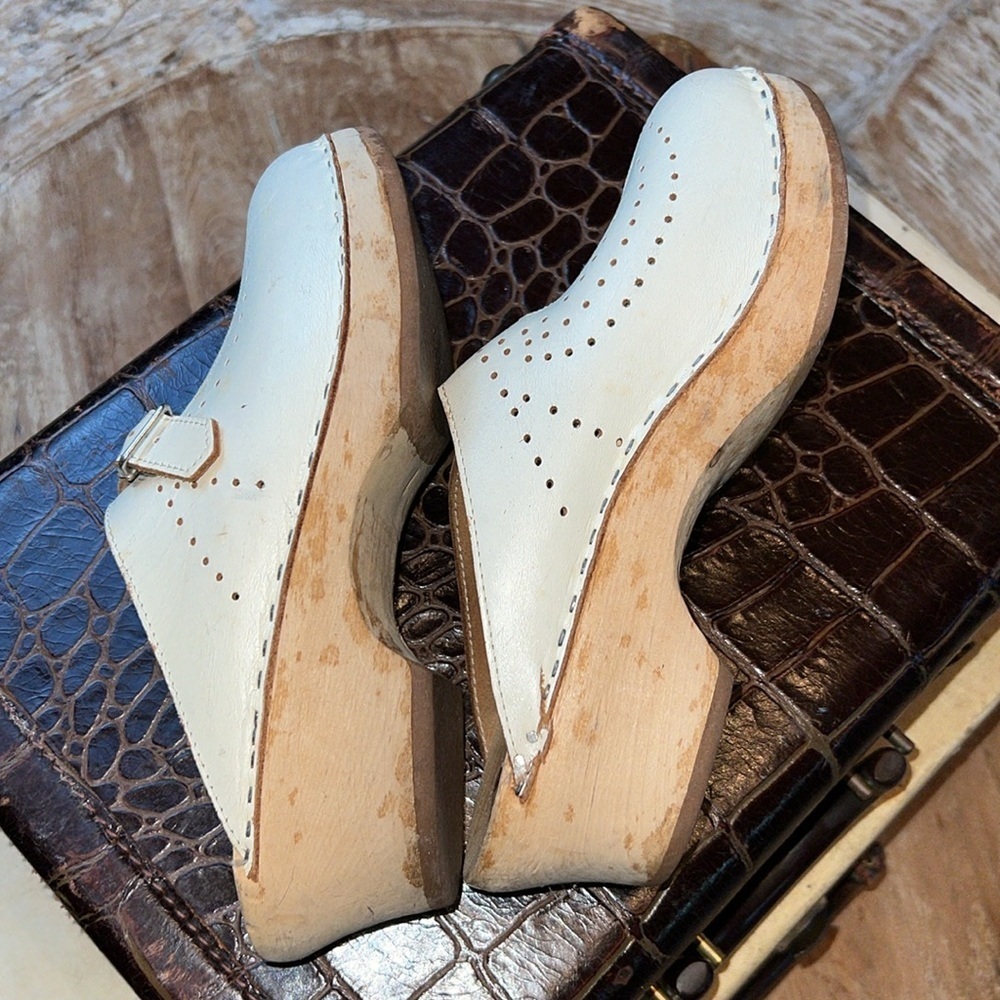 VINTAGE Swedish Wooden Clogs, Size 41 - Picture 3 of 6